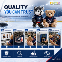 Mascotte en peluche de hockey sur glace en gros pour clubs, polyester recyclé, logo personnalisé, jersey OEM ODM, livraison rapide