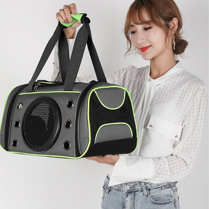 Transportín para Mascotas de Tela Oxford Gris con Verde Fluorescente, Tamaño Grande, Transpirable, para Perros y Gatos - Product Image 1