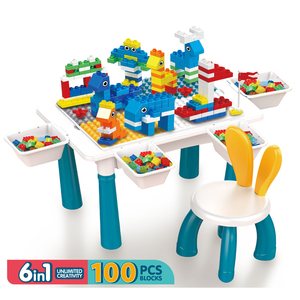 ألعاب تعليمية رائجة لعام 2026، 104 قطعة من مكعبات البناء لتجميع الديناصورات مع مسار انزلاقي، مجموعة طاولة وكراسي للأطفال - Product Image 6