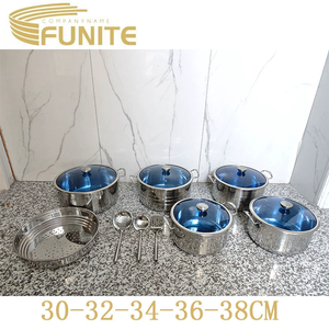 FUNITE 14-teiliges Unbeschichtetes 410 Edelstahl-Kochgeschirr-Set Modernes Minimalistisches Design Glasdeckel Mehrschichtiger Verbundboden für - Product Image 4