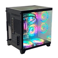 Boîtier PC Gaming Mid-Tower Pcooling CS049 Noir M-ATX avec Panneau Avant/Lateral en Verre Trempé, Gestion des Câbles, Support Radiateur 240mm
