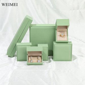 WEIMEI verde PU cuero joyería caja de regalo almacenamiento collares colgantes brazaletes anillo caja brazalete colgante caja - Product Image 2