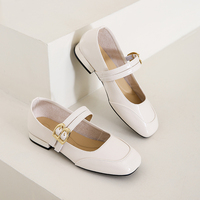 Chaussures Mary Jane à bout carré à la française avec design tendance, fermeture à enfiler, talon épais, printemps automne