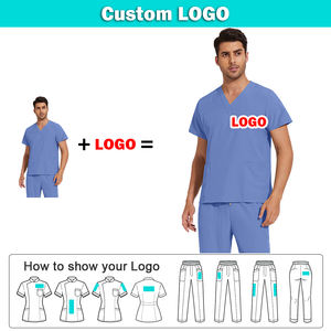 Uniforme Médico Personalizado con Logotipo, Pantalones Deportivos Elásticos y Suaves, Manga Corta, para Hospitales, Mujeres, Hombres, Doctores, Enfermeras, con Bolsillos - Product Image 2