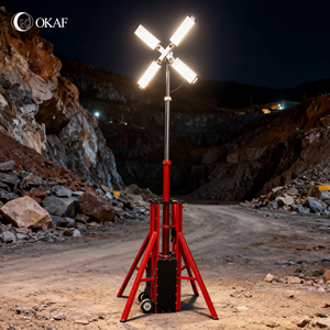 Tragbarer Teleskop-LED-Lichtmast mit Stativ, höhenverstellbares Arbeitslicht für Rettungseinsätze, Baustellen, Camping - Product Image 4