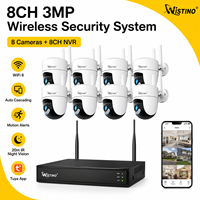 Wistino 3MP 8CH UHD Sicherheitsüberwachungssystem Drahtloses Kit 355 °   PTZ Bewegungserkennungs-Alarm KI-Smart Tuya PoE-Kamera