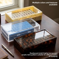 Boîte de rangement pour Mahjong en acrylique brillant veiné effet écaille de tortue, avec couvercle coulissant, anti-poussière et empilable, pour le tri des tuiles de jeu de table en intérieur