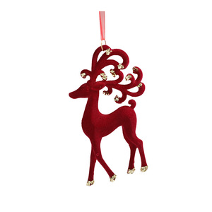 Adornos Navideños de Lujo con Forma de Alce y Copos de Nieve Rojos, Decoraciones Colgantes para Fiestas Navideñas - Product Image 6