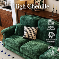 Prix pour un canapé moderne en chenille verte à une place, avec accoudoirs roulés, garniture cloutée et coussins moelleux pour salon, hôtel, salle de séjour
