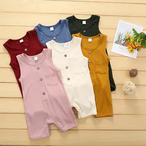 Bán Buôn Bé Trai Quần Áo 100% Cotton Bé Romper Không Tay Bé Quần Áo