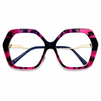 Monture de lunettes hexagonale personnalisable 55 18 143 en acétate, 2 options de couleur, vente en gros directe d'usine, optique