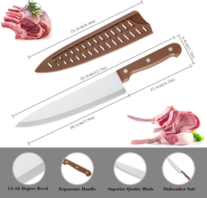 Cuchillo <span class=keywords><strong>de</strong></span> <span class=keywords><strong>chef</strong></span> afilado <span class=keywords><strong>de</strong></span> 8 pulgadas Morden con funda protectora, mango ergonómico, acero inoxidable alemán, apto <span class=keywords><strong>para</strong></span> lavavajillas. - Product Image 3