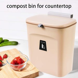 Gallon Kitchen Compost Bin for Counter Top or Under Sink Hanging Small Trash Can with Lid for Cupboard/Bathroom