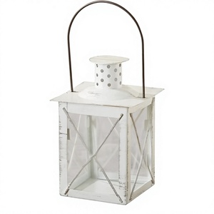 Soporte de farol de luz de té de estilo marroquí rústico mediano, Metal blanco con lámpara de hierro para mejorar la decoración de velas, decoración del hogar - Product Image 1
