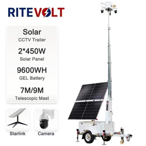 Remorque de télévision en circuit fermé alimentée par l'énergie solaire <span class=keywords><strong>avec</strong></span> caméra PTZ de sécurité, résistante au vent et à la pluie, pour une <span class=keywords><strong>surveillance</strong></span> sécurisée. - Product Image 4