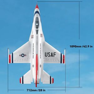 Avion RC FMS Hobby, Jet de Combat EPO en Mousse 6CH EDF 64mm <span class=keywords><strong>F</strong></span>-<span class=keywords><strong>16</strong></span> <span class=keywords><strong>Fighting</strong></span> Falcon, Moteur Brushless, ESC 40A, 14.8V, Servo 9G, PNP - Product Image 2