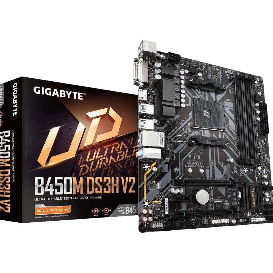 Гигабайт B450M DS3H V2 (об. 1,0) AM4 AMD B450 SATA 6 Гб/с Micro ATX AMD Материнская плата