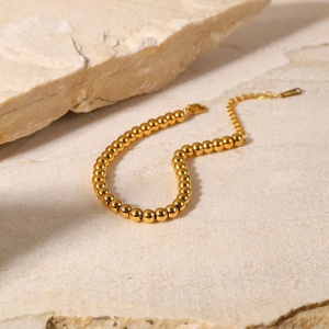 High Quality Stainless Steel Jewelry Waterproof Gold Plated Women <b>Beaded</b> <b>Bracelet</b> - Product Image 5