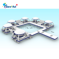 Isla flotante Marina juego de agua isla flotante cabaña plataforma de ocio inflable con tienda inflable fiesta banas