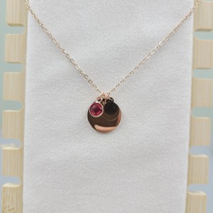 Customised Engraved Name Round Charm Stainless Steel Necklaces Initial <strong>Jewellery</strong> Personalized Name <strong>Birthstone</strong> Round Necklace - Product Image 4