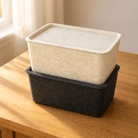 Boîte de rangement en feutre thermocollé sans couture avec couvercle assorti, empilable, housse anti-poussière, bicolore, robuste, pour la maison