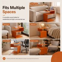 Table d'appoint moderne en métal en forme de S avec étagère ouverte pour ordinateur portable, café, collations et mobilier de salon pour petits espaces