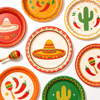 Assiettes en papier Fiesta, vaisselle jetable colorée pour les fêtes de tacos et les célébrations