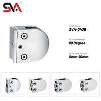 Support de garde-corps en verre en acier inoxydable robuste SVA-043B 304 316 Clips de support de Type D Pince de balustrade de balcon pour les centres commerciaux d'escaliers