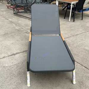 <span class=keywords><strong>Tumbona</strong></span> de Aluminio para Exteriores con Malla Teslin, Silla Reclinable sin Brazos para Piscina con Acabado de Madera Plástica para Uso en Hoteles - Product Image 3