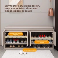 Banc à chaussures en bois avec rangement intégré, meuble de rangement anti-poussière pour l'entrée de la maison, banc-baume tout-en-un
