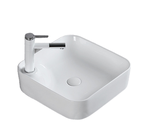 Lavabos carrés de salle de bains de petit lavabo de main blanc brillant de conception moderne pour l'hôtel - Product Image 1
