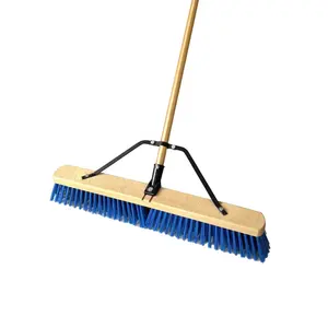 EcoClean 18" Wooden Push Broom Customized Fine Medium and Coarse Bristle outdoor sweeping Push Broom