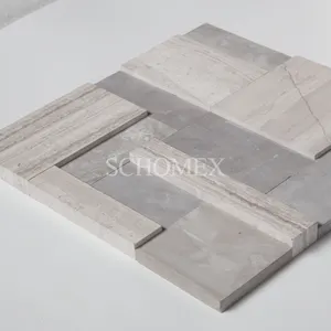 Vente en gros de carrelage d'extérieur Schomex moderne en <span class=keywords><strong>pierre</strong></span> empilée 3D Culture <span class=keywords><strong>naturelle</strong></span> en bois blanc imperméable pour hôtels - Product Image 2