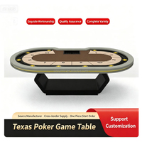 Table de poker Texas Hold'em ovale de luxe sur mesure pour 10 joueurs, cartes à jouer RFID, cadre en bois, accoudoirs rembourrés en cuir, moderne et professionnelle