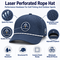 Casquette OEM ODM en Nylon Spandex extensible dans quatre directions, perforée au laser, structurée, à cinq panneaux, avec visière incurvée, patch en PVC et fermeture réglable par cordon