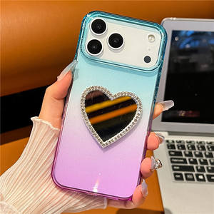 Cover per Cellulare con Effetto <span class=keywords><strong>Specchio</strong></span> Glitterato e Sfumatura Morbida per iPhone X 11 12 13 14 15 Pro Max 16 17 Air 17 Pro - Product Image 5