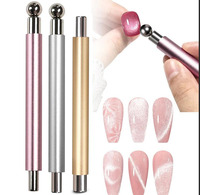 3 Farben Doppelkopf-Magnetstift 3D Französische Linie Herz-Muster Magnetisches Katzenauge Multifunktionales Leistungsstarkes Magnetwerkzeug