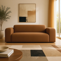 Canapé en tissu caramel de luxe, trois places, design moderne, meubles de salon pour la maison, l'hôtel, la villa, les projets