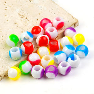 71 piezas de cuentas acrílicas de 12 mm con orificio grande, en caja, para <span class=keywords><strong>trenzas</strong></span>, coloridas, de plástico, con costuras bicolor, para joyería, anillos de colores CECILLIA - Product Image 2