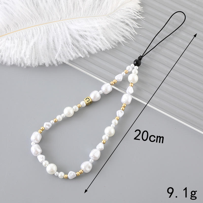 K3278 pearl letter c mobile phone chain