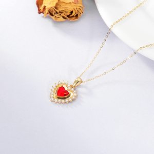 wholesale custom 14K <b>Real</b> Gold Heart Necklace for Women Solid Gold Forever Love Pendant Necklace Love Heart Jewelry Gifts - Product Image 4