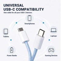 Cable de Carga Rápida USB C a Tipo C de 60W PD, Cable de Datos Trenzado Resistente de Cobre Puro para Teléfono 16 15 MacBook