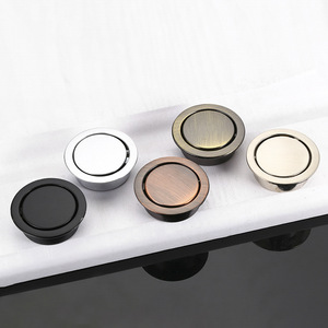 Tatami Round Bouncing <b>Silver</b> Alloy Handle Embedded Invisible Rotating Concealed <b>Drawer</b> Cabinet Door Handle - Product Image 1