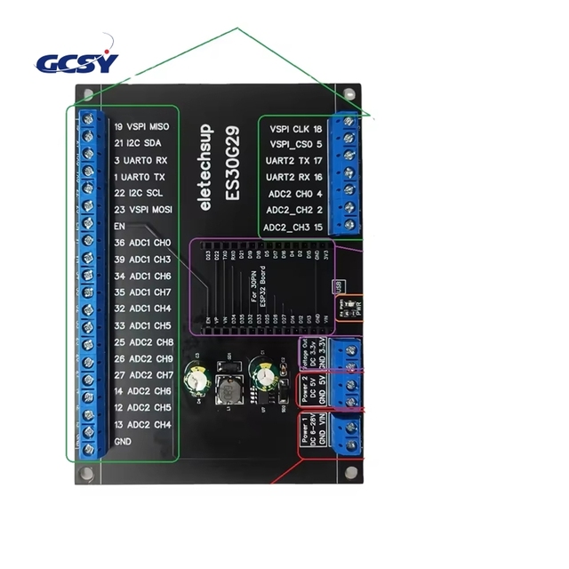 ESP32 DevKit V1 30Pin DIN Rail Expansion Board - Multi-Voltage (5V/12V/24V) WiFi Smart Home LED Module for DIY Automation
