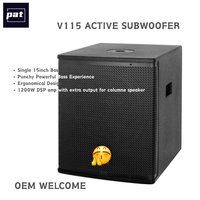 PAT V445 Enceinte colonne en bois 4x4,5 pouces avec caisson de basses actif 15 pouces, système d'enceintes colonne actives au néodyme avec audio haute résolution