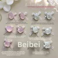 Nouveau style de bijoux pour ongles en organza avec nœud carré et strass, modèle fleur de glace pilée translucide rose jade girly Cy0188, fabriqué en Chine