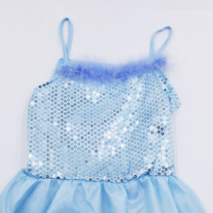 Ensemble de déguisement de <span class=keywords><strong>princesse</strong></span> pour filles, robe en tulle bleu à paillettes avec chaussures à pois, costume de fête d'anniversaire pour enfants - Product Image 3