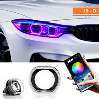 Lot de 2 éclairages décoratifs 5D O-Ring pour phares de voiture, lumières modifiées par application, couvercles décoratifs 5D, projecteurs LED pour phares