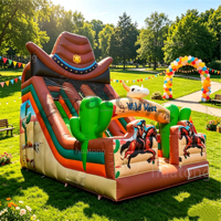Toboggan gonflable commercial extérieur sur le thème du Wild West, toboggan gonflable en PVC pour enfants, location