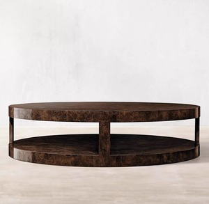 Tavolino da Caffè Rotondo RH in Legno di Quercia Bianca Stile <span class=keywords><strong>Country</strong></span> Americano, Realizzato su Misura in Legno Massello - Product Image 2
